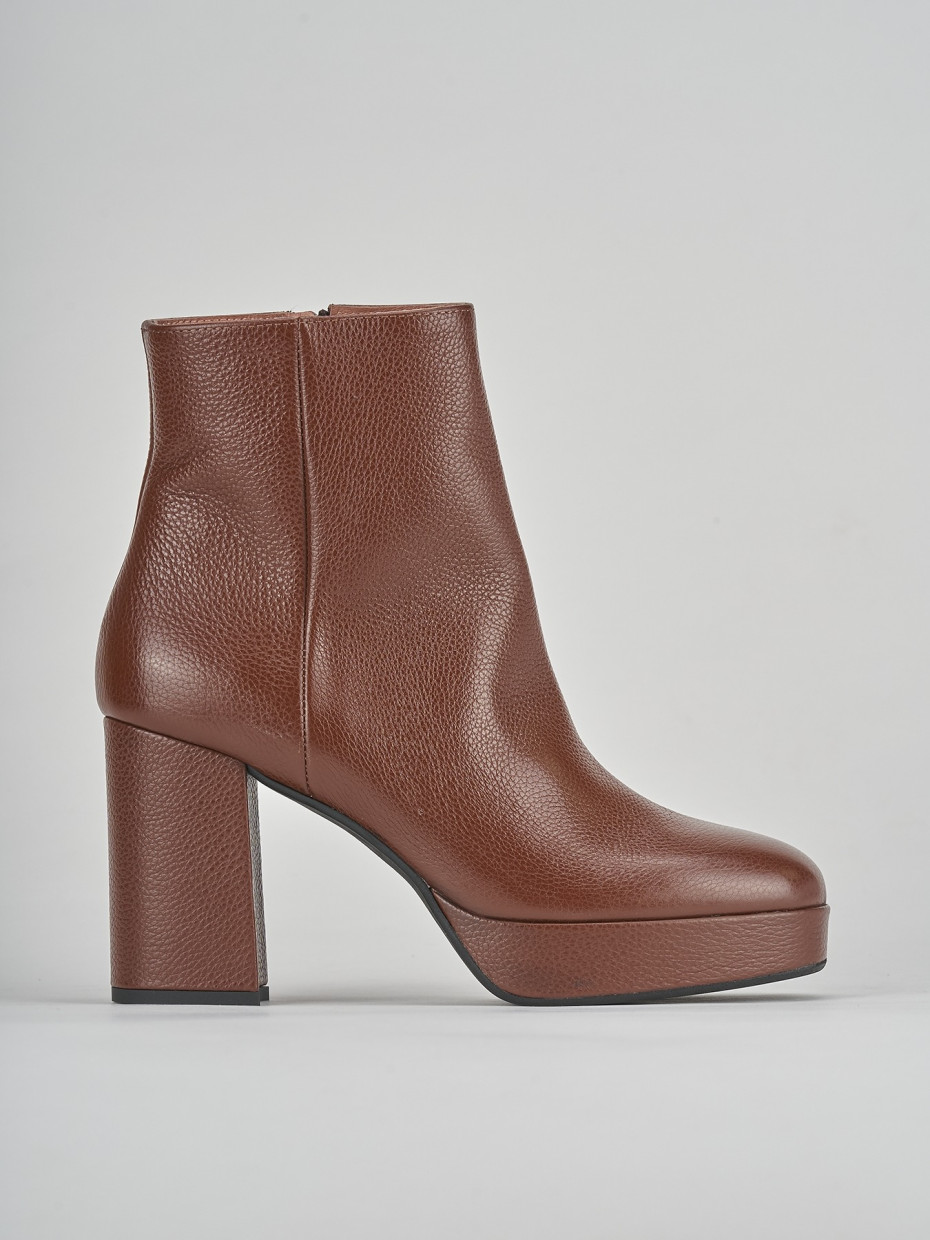 Botines de tacón alto tacón 7 cm marrón cuero
