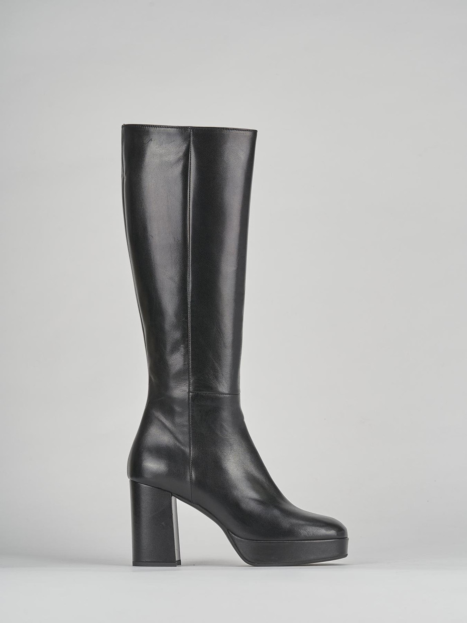 High heel boots heel 9 cm black leather