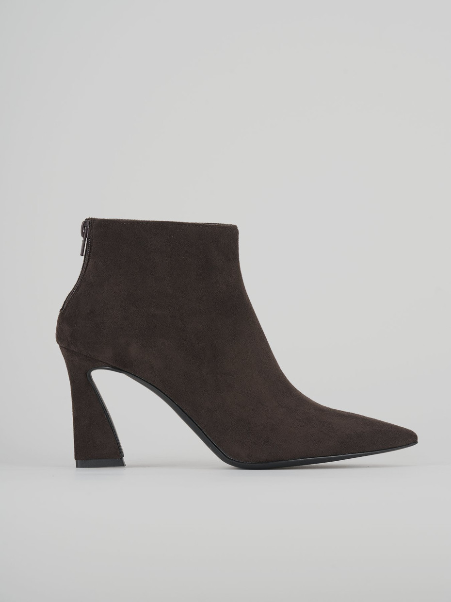 Botines de tacón alto tacón 8 cm marrón oscuro ante