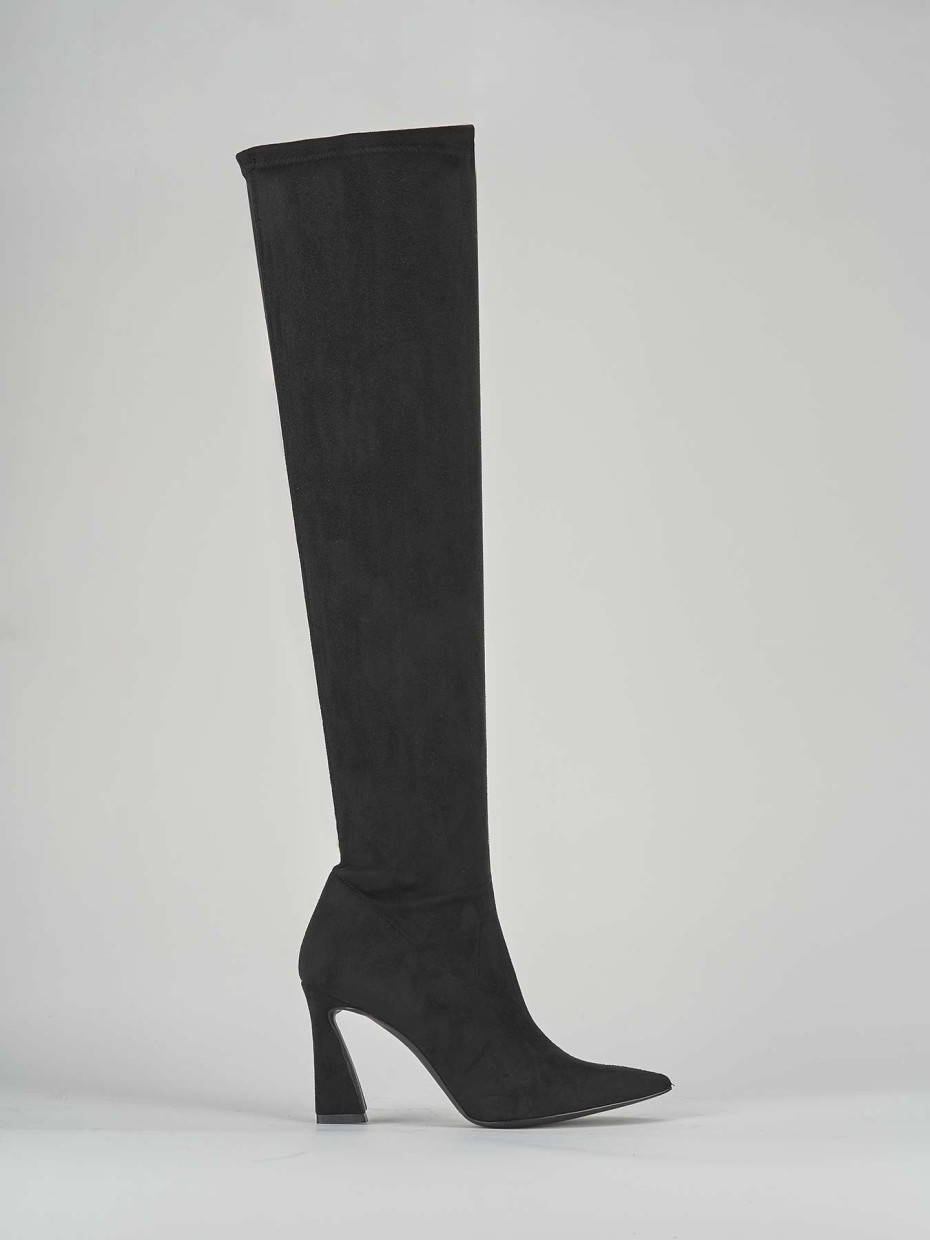 High heel boots heel 8 cm black suede