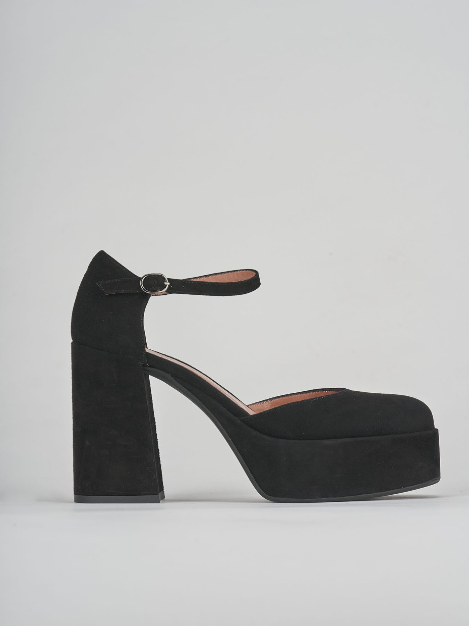 Pumps heel 9 cm black chamois