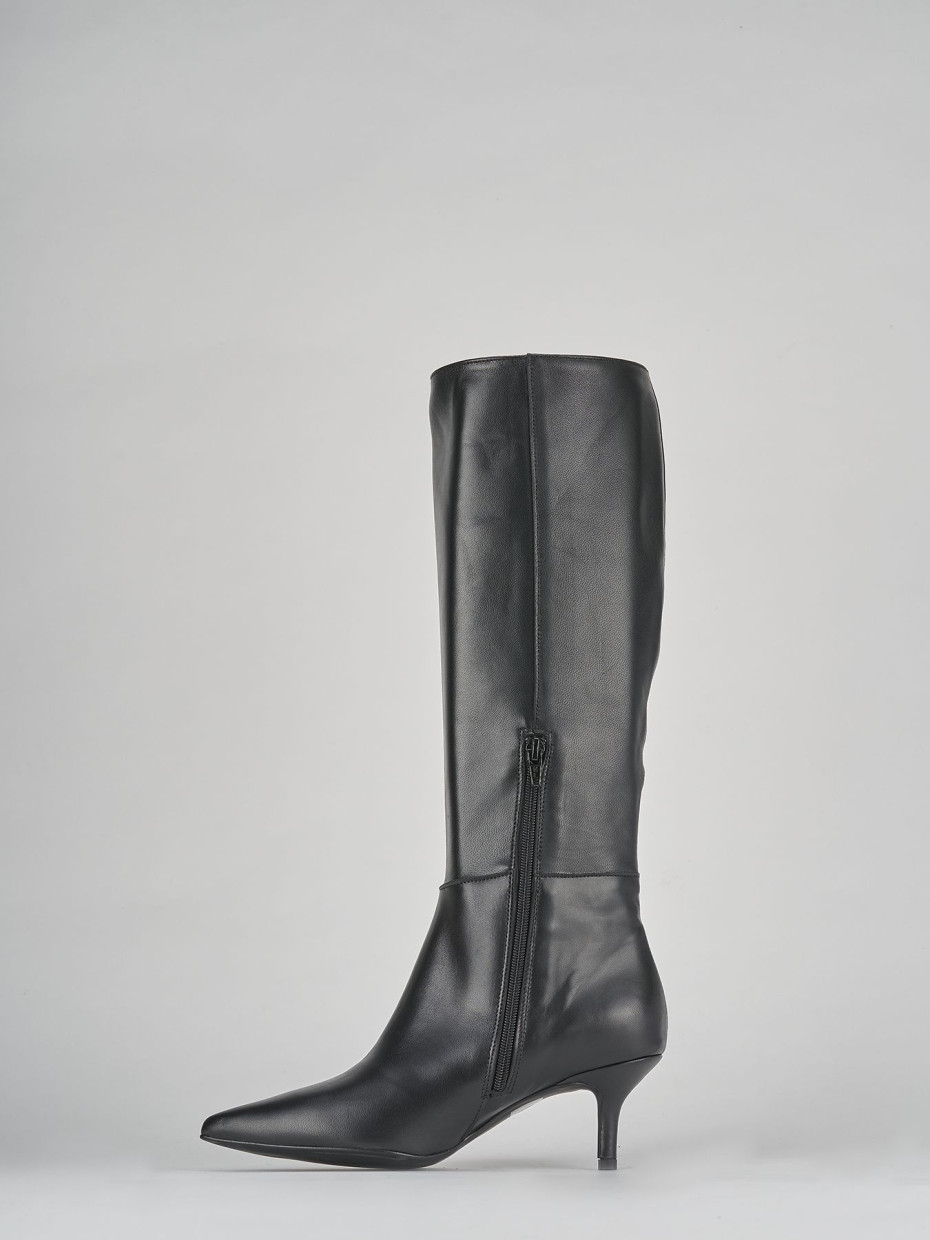 Stivali tacco 7cm pelle nero