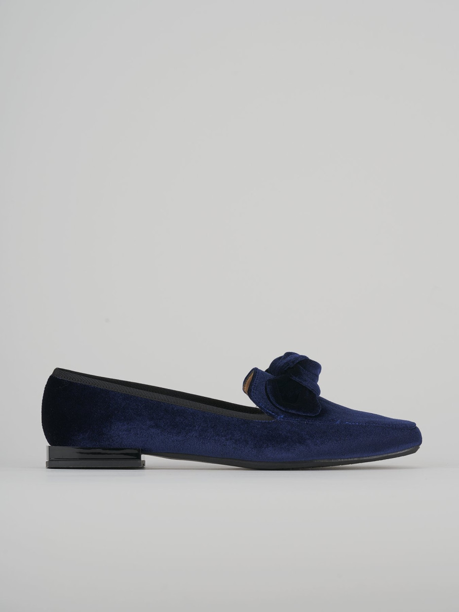 Mocasines tacón 1 cm azul cuero