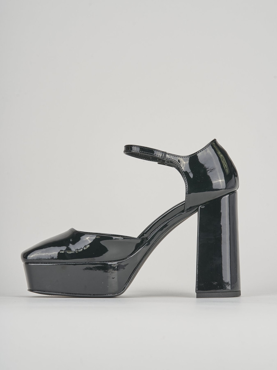 Zapatos de salón tacón 10 cm negro cuero