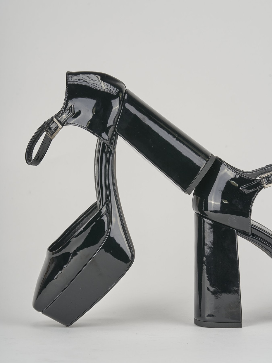 Zapatos de salón tacón 10 cm negro cuero