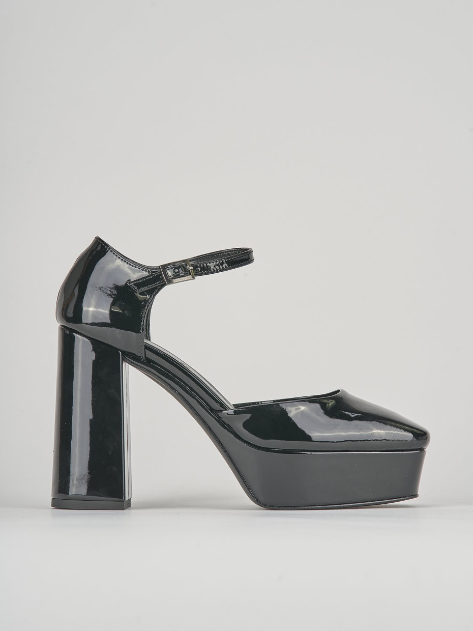 Zapatos de salón tacón 10 cm negro cuero