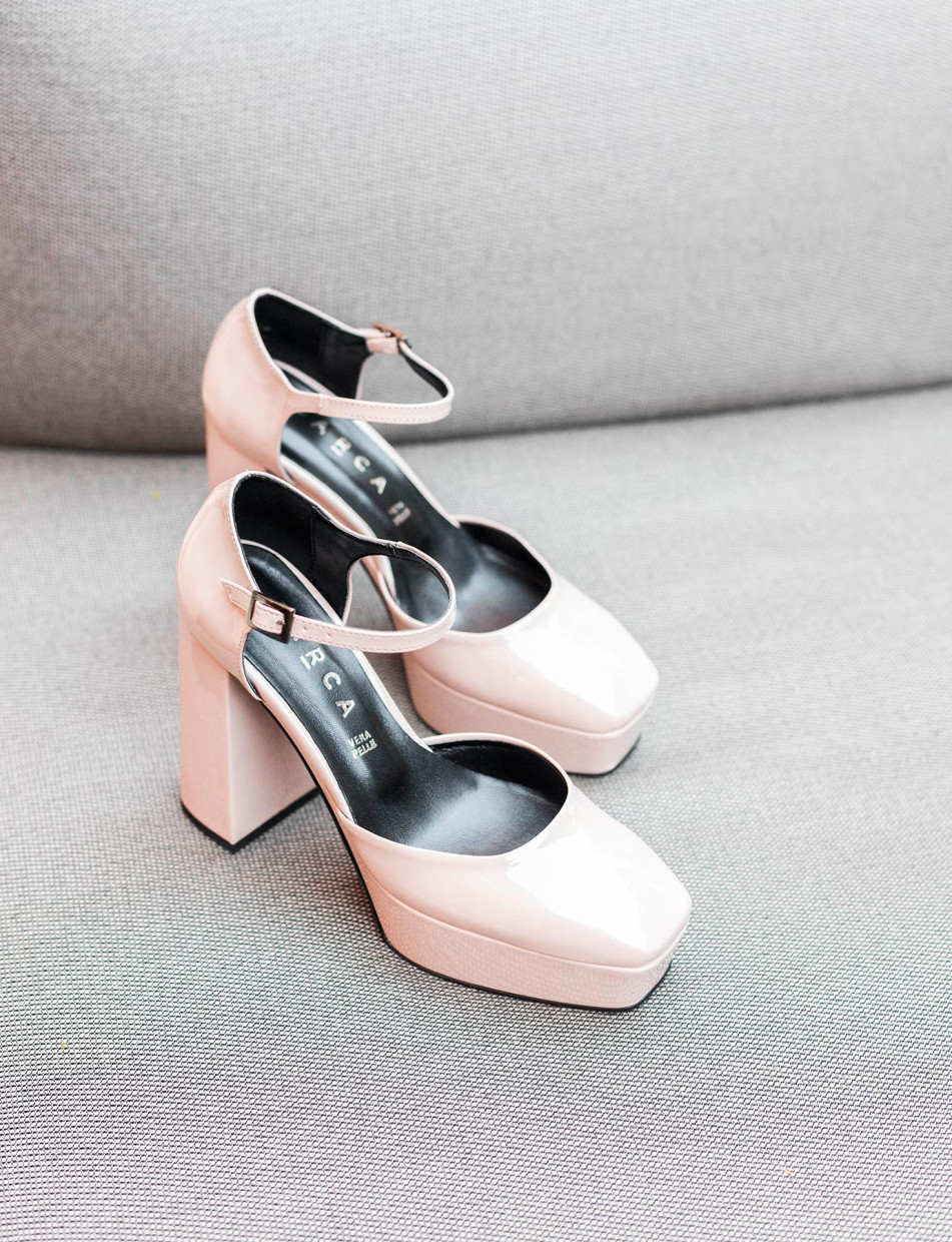 Pumps heel 10 cm beige leather