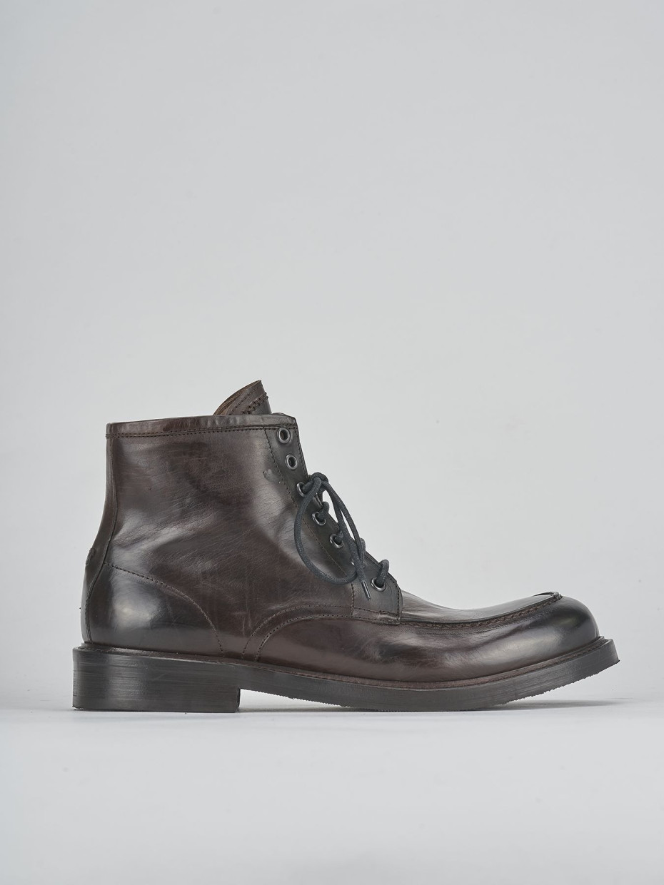 Botas militares marrón oscuro cuero