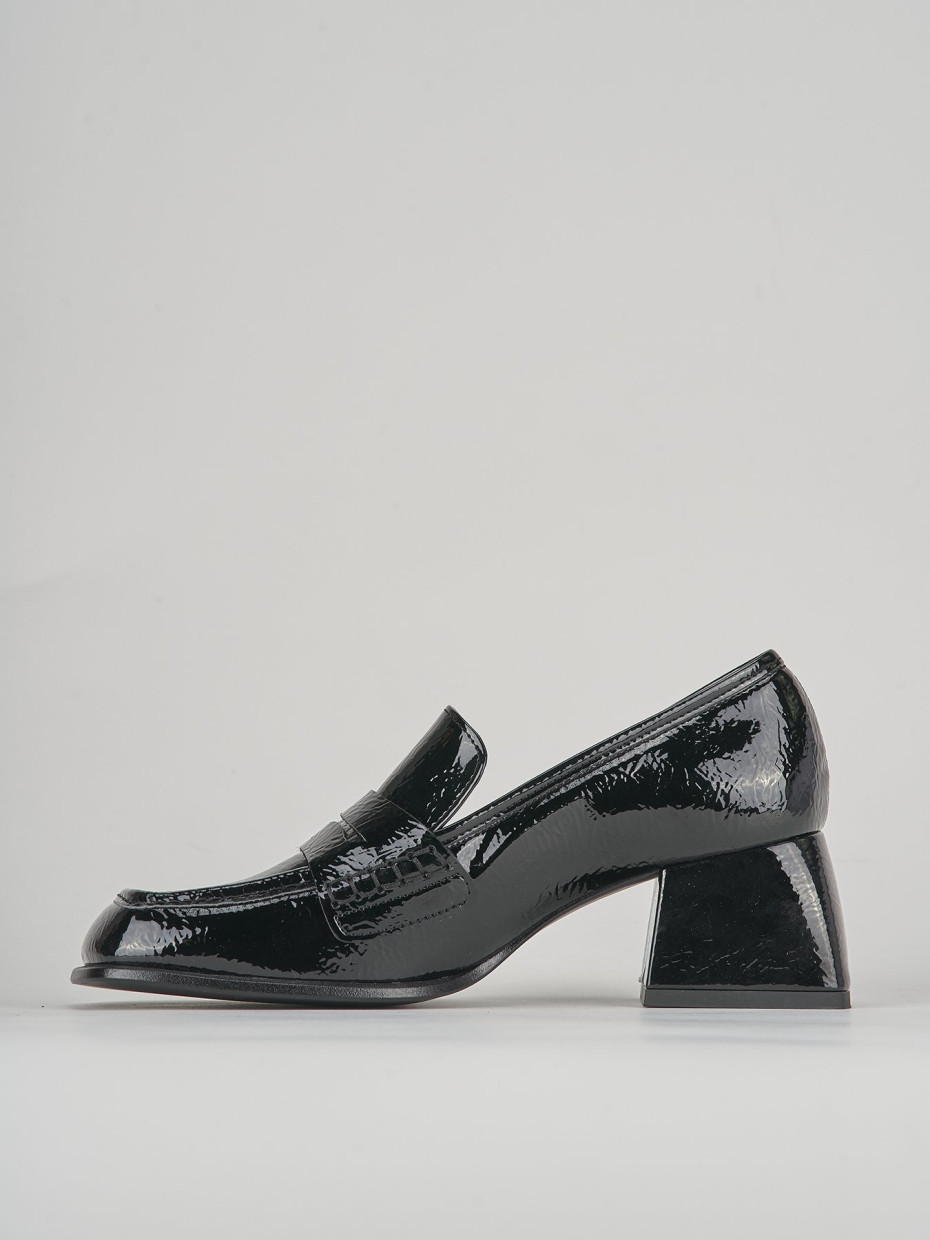 Mocasines tacón 4 cm negro cuero