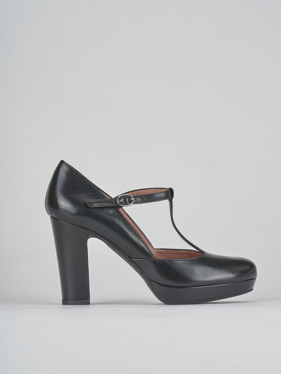 Zapatos de salón tacón 8 cm negro cuero