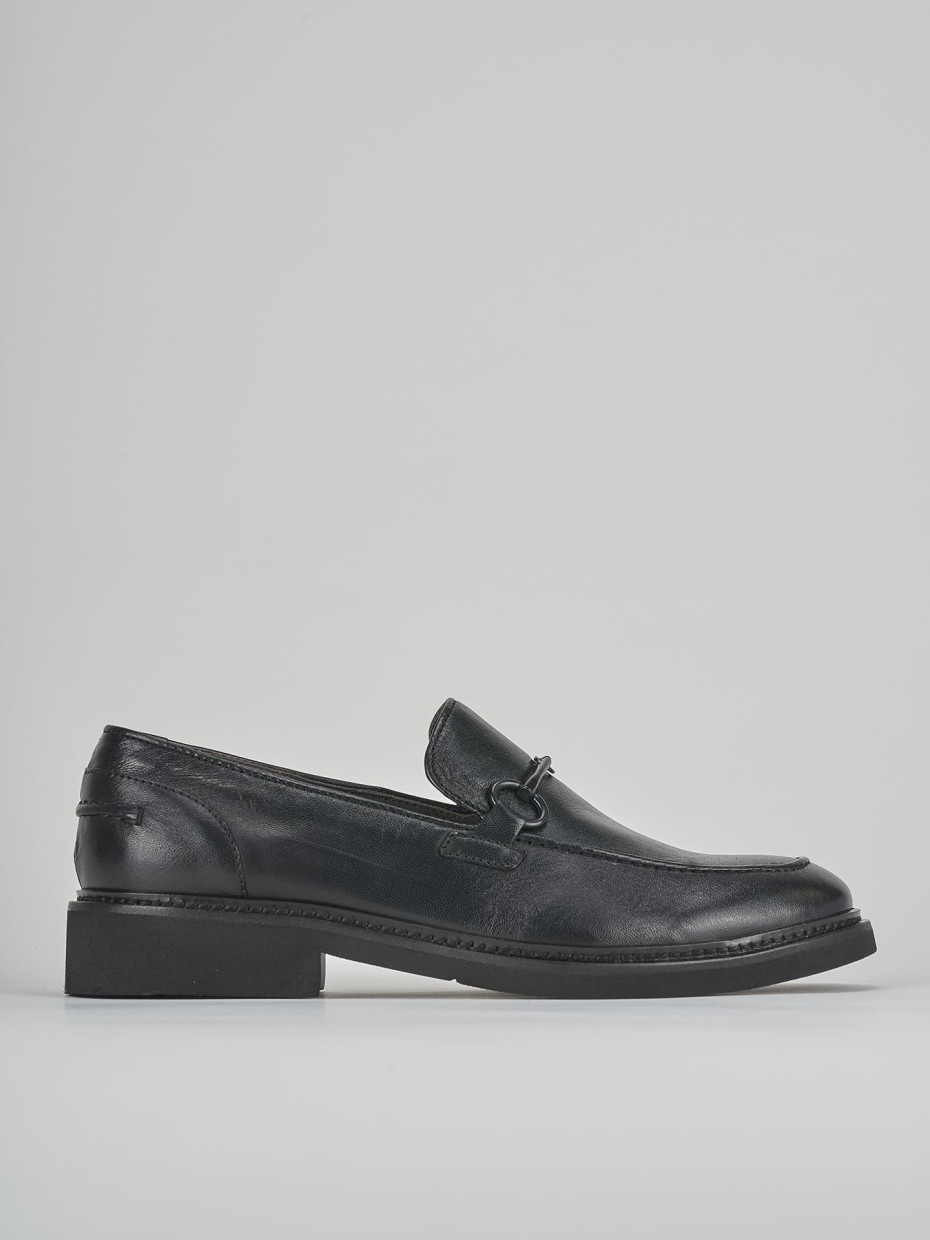 Mocasines tacón 1 cm negro cuero