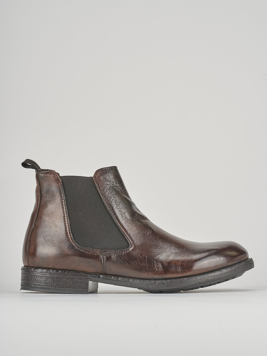 Botines tacón 1 cm marrón cuero