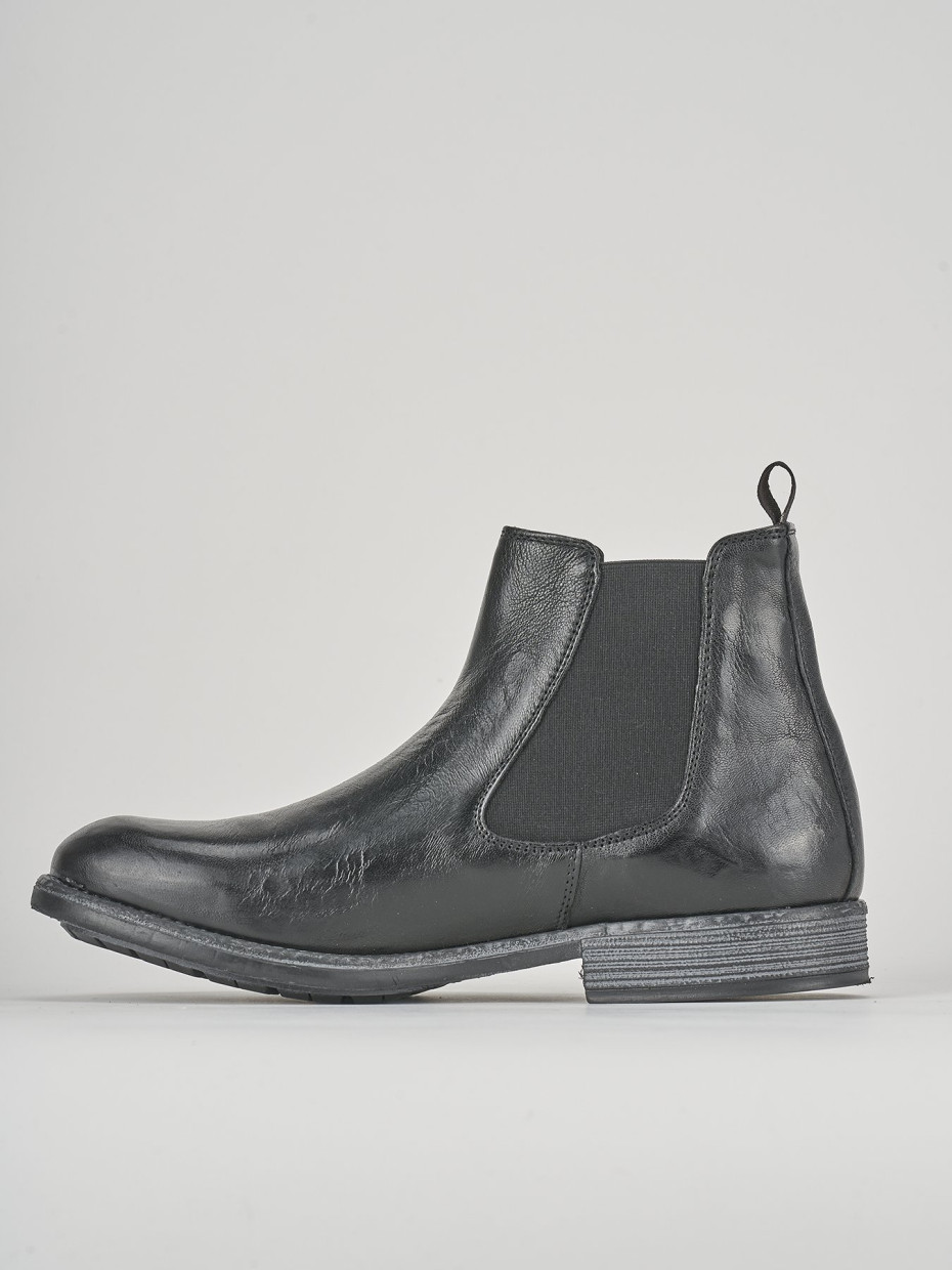 Botines tacón 1 cm negro cuero