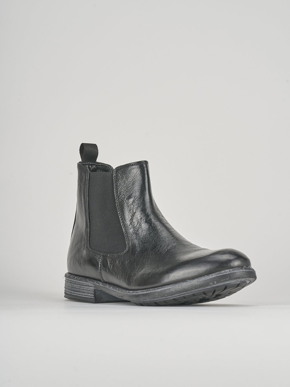 Botines tacón 1 cm negro cuero