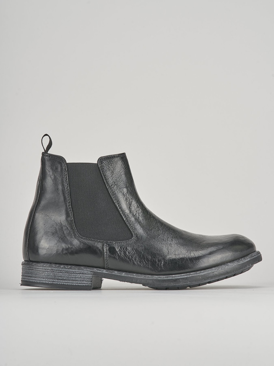 Botines tacón 1 cm negro cuero