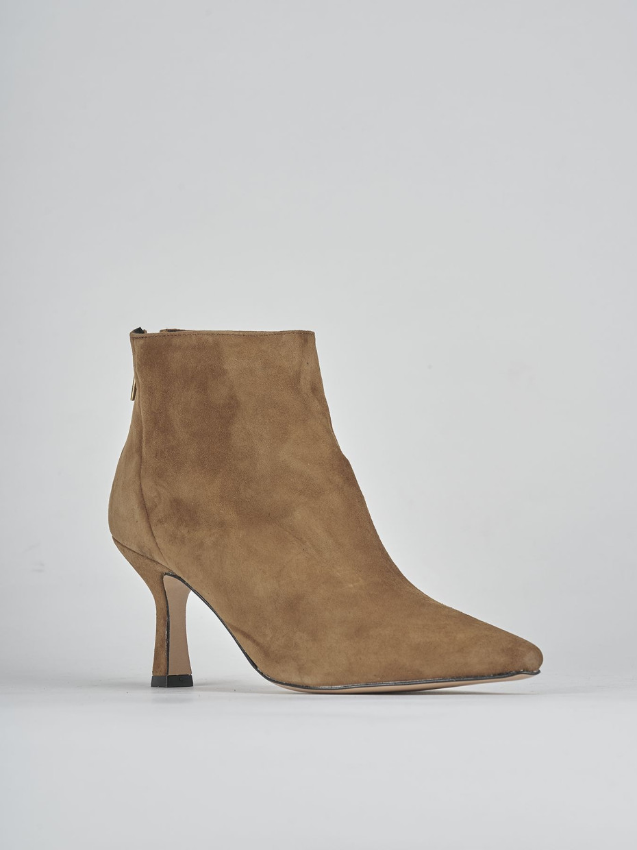 High heel ankle boots heel 7 cm brown suede