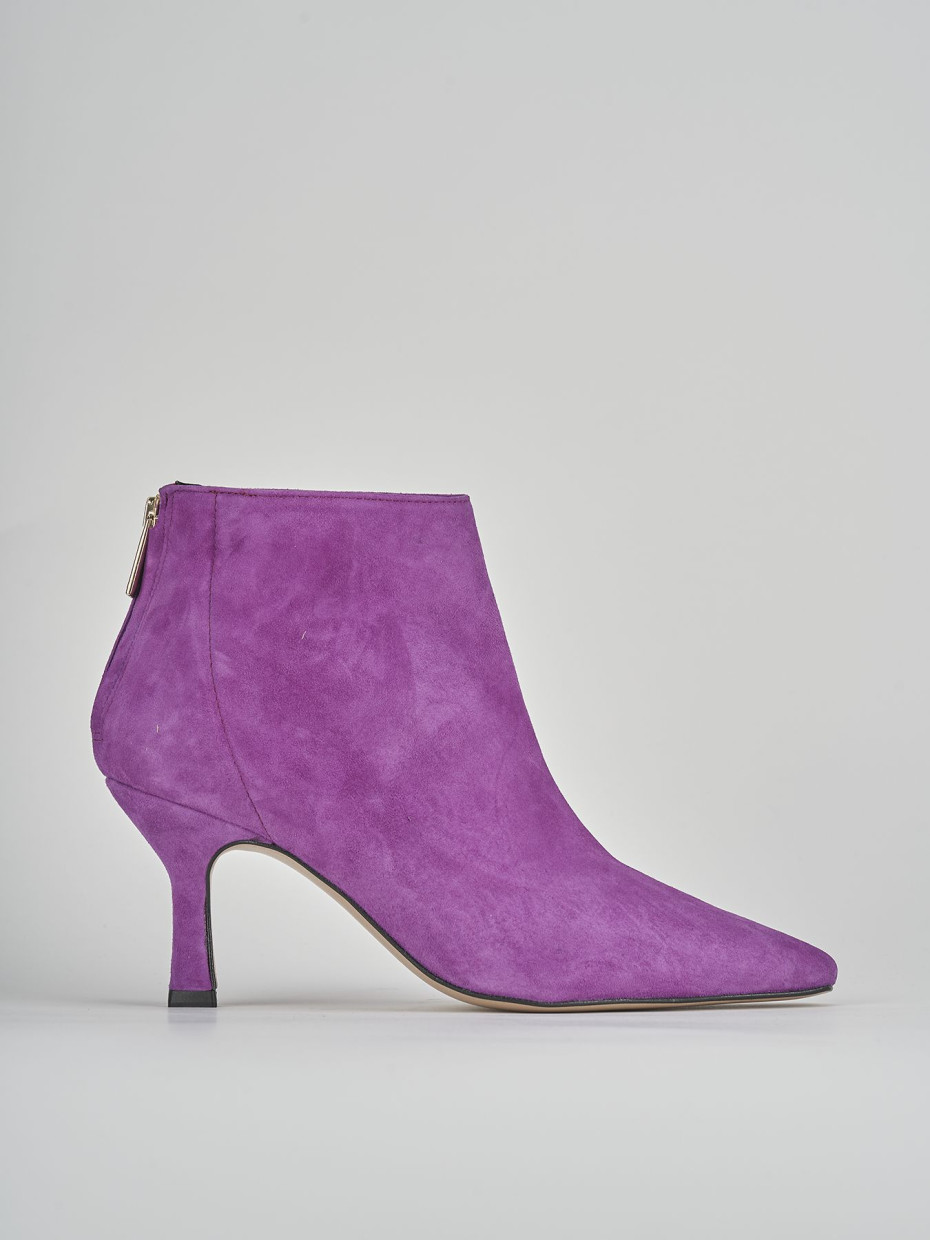 Botines de tacón alto tacón 8 cm morado ante