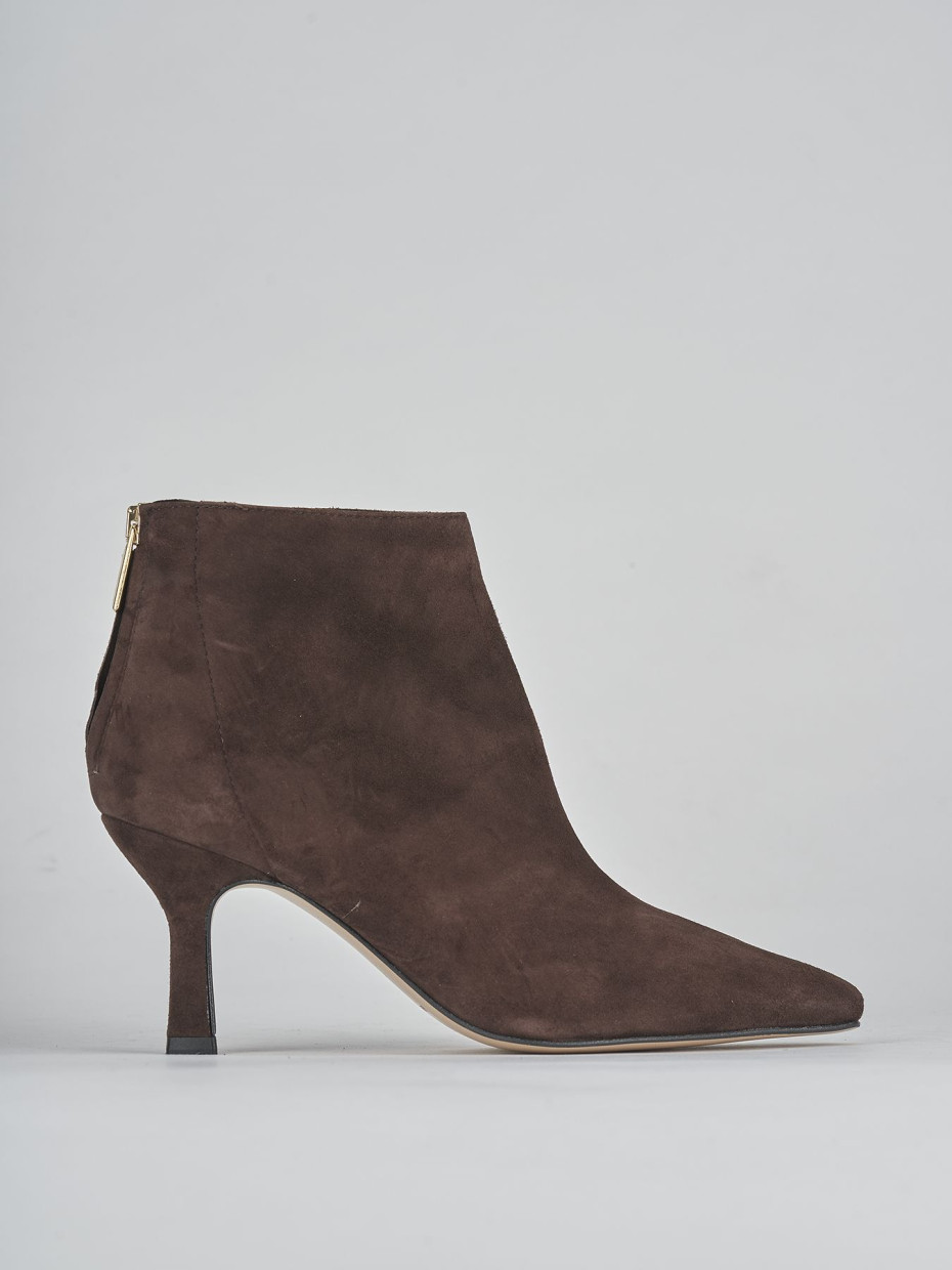 Botines de tacón alto tacón 7 cm marrón oscuro ante