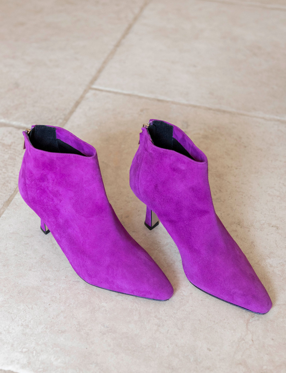 Botines de tacón alto tacón 8 cm morado ante