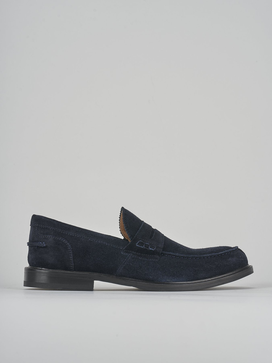 Mocasines tacón 2 cm azul ante