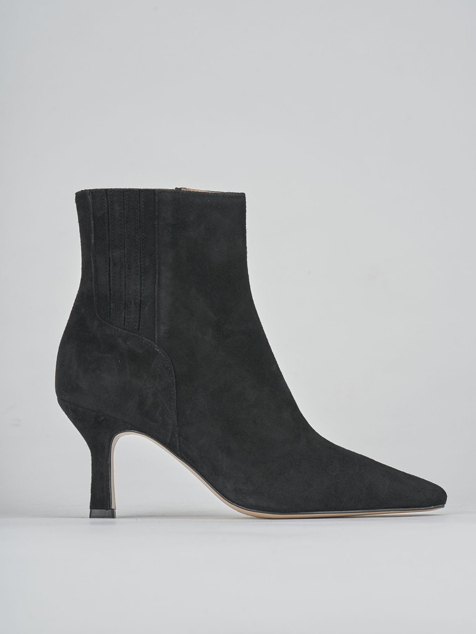 High heel ankle boots heel 7 cm black suede