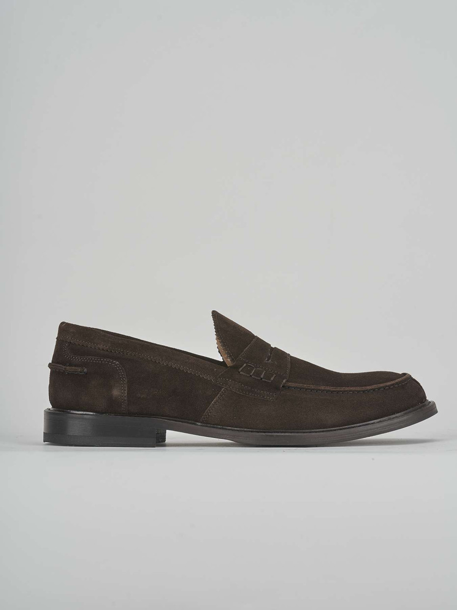 Mocasines tacón 2 cm marrón oscuro ante