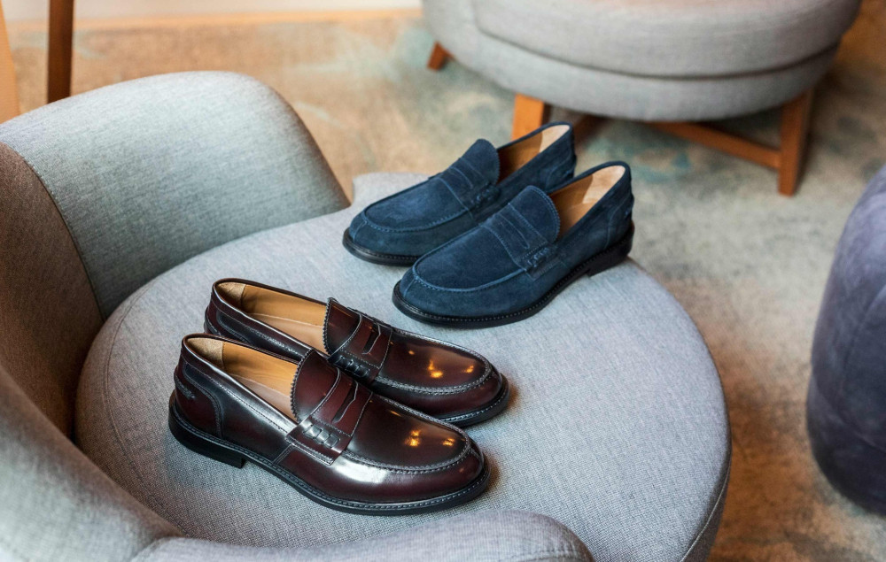 Mocasines tacón 2 cm burdeos cuero