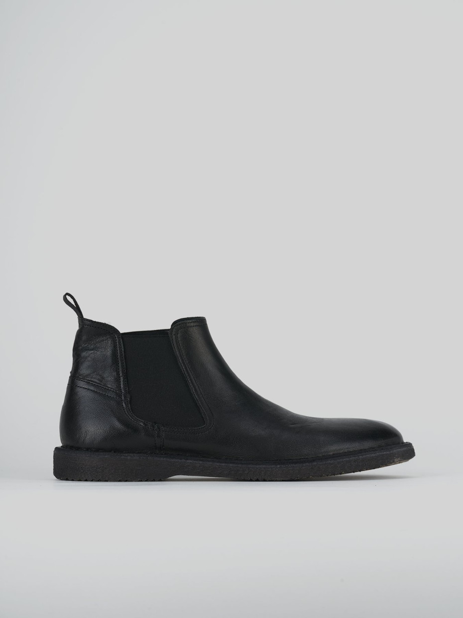 Botines tacón 1 cm negro cuero