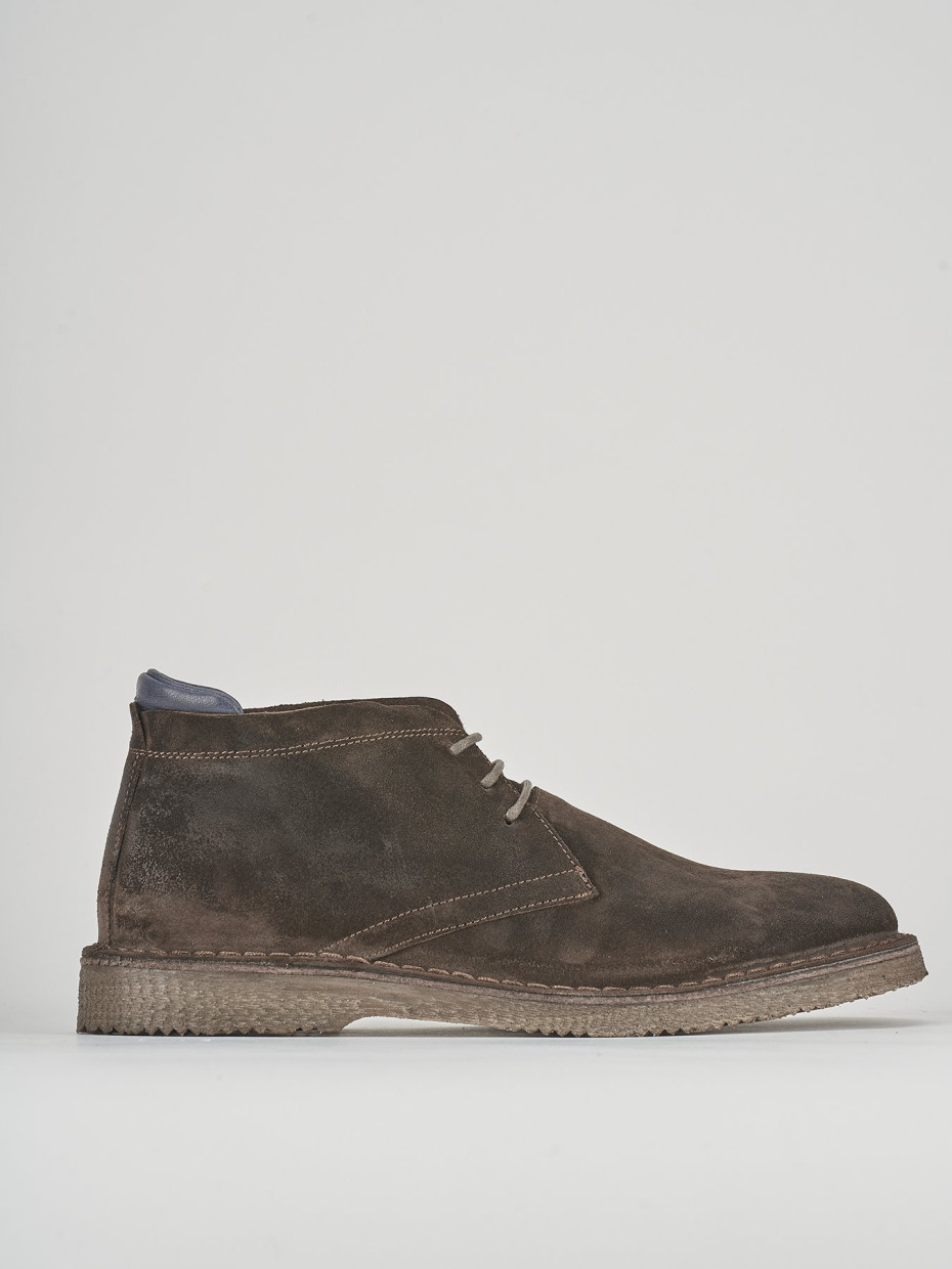 Botines tacón 1 cm marrón oscuro ante