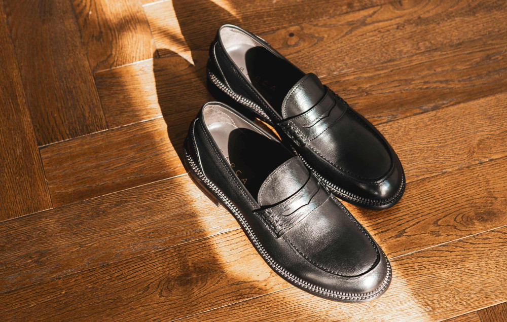 Mocasines negro cuero
