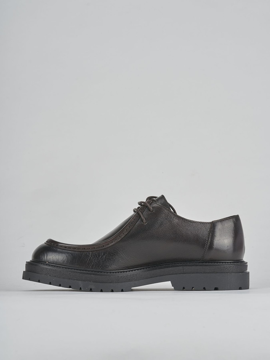 Zapatos de cordones marrón oscuro cuero