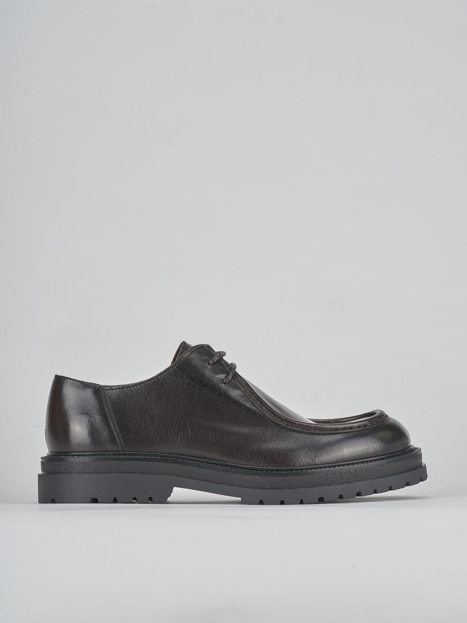 Zapatos de cordones marrón oscuro cuero