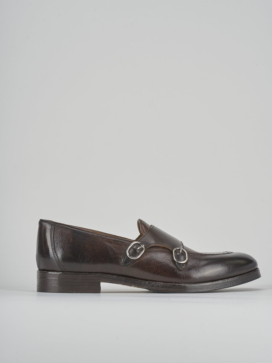 Mocasines tacón 2 cm marrón oscuro cuero