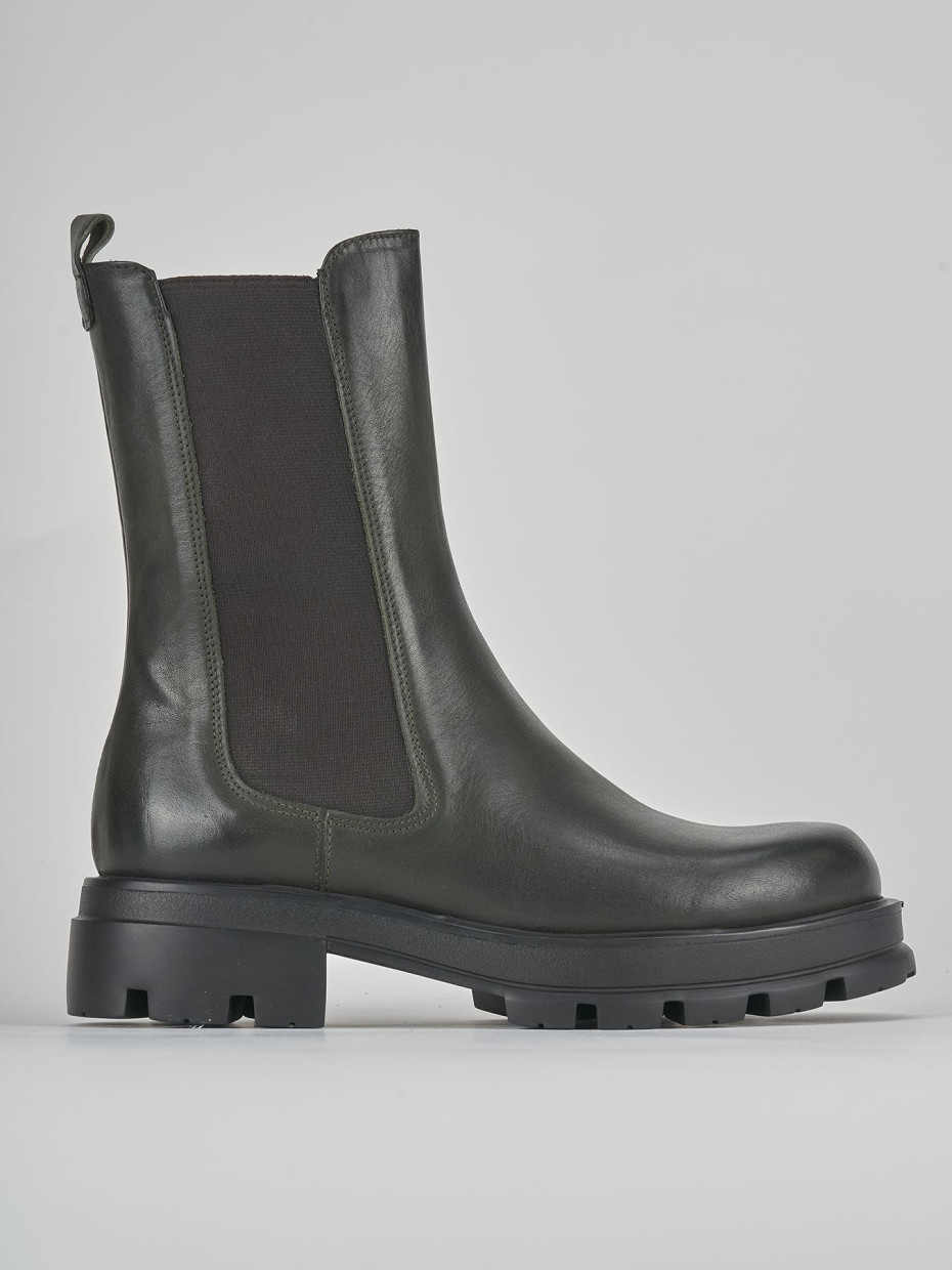 Low heel ankle boots heel 2 cm green leather