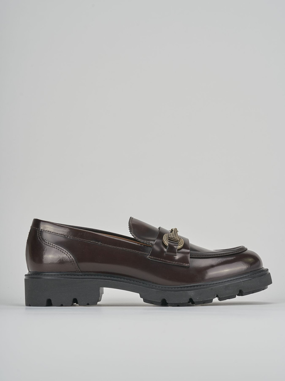 Mocasines tacón 2 cm marrón oscuro cuero