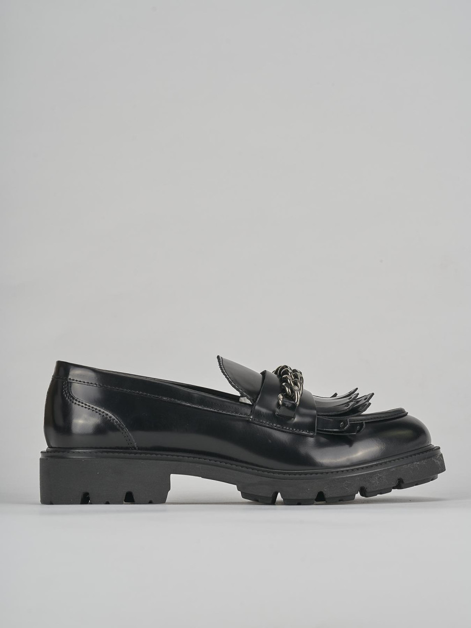 Mocasines tacón 3 cm negro cuero