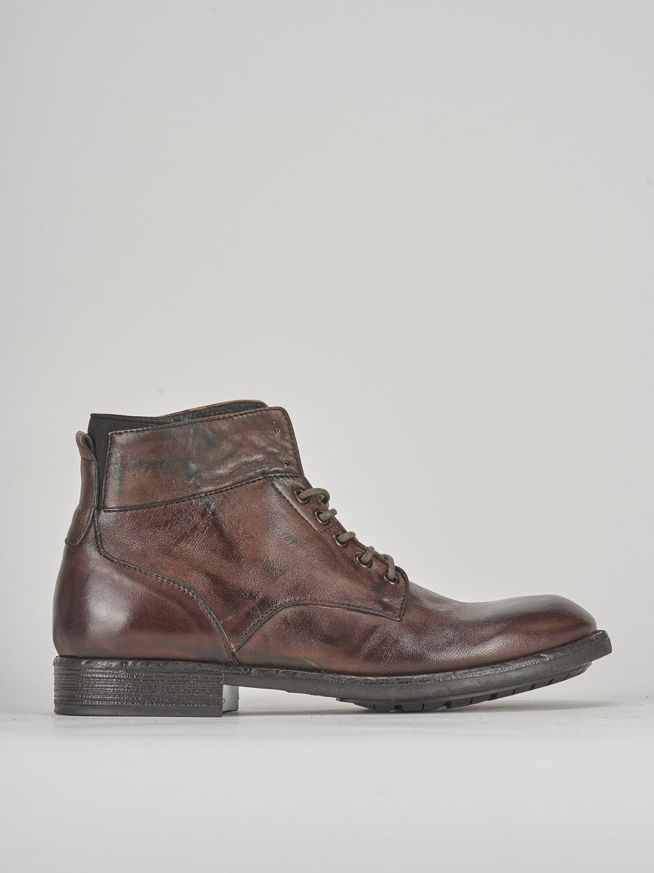 Botas militares tacón 1 cm marrón cuero