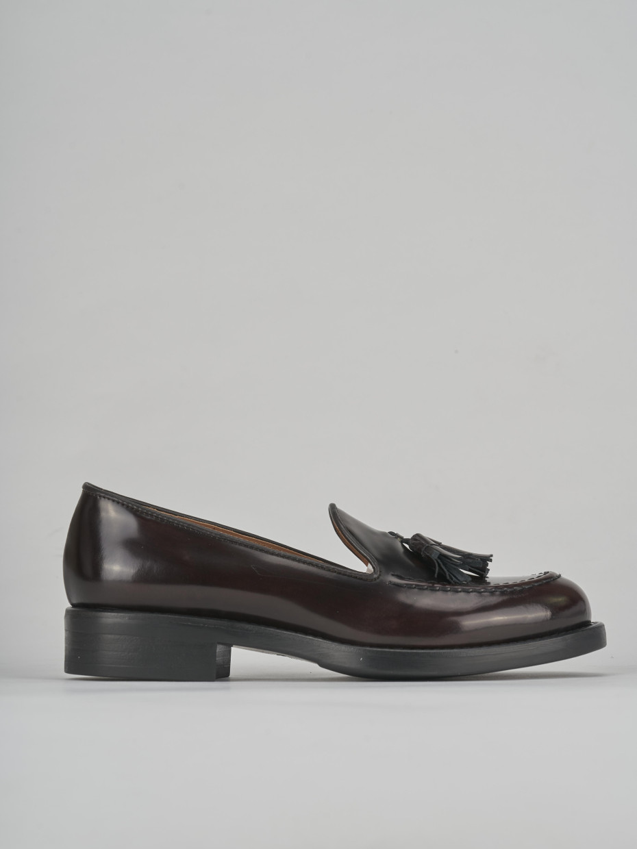 Mocasines tacón 2 cm marrón oscuro cuero