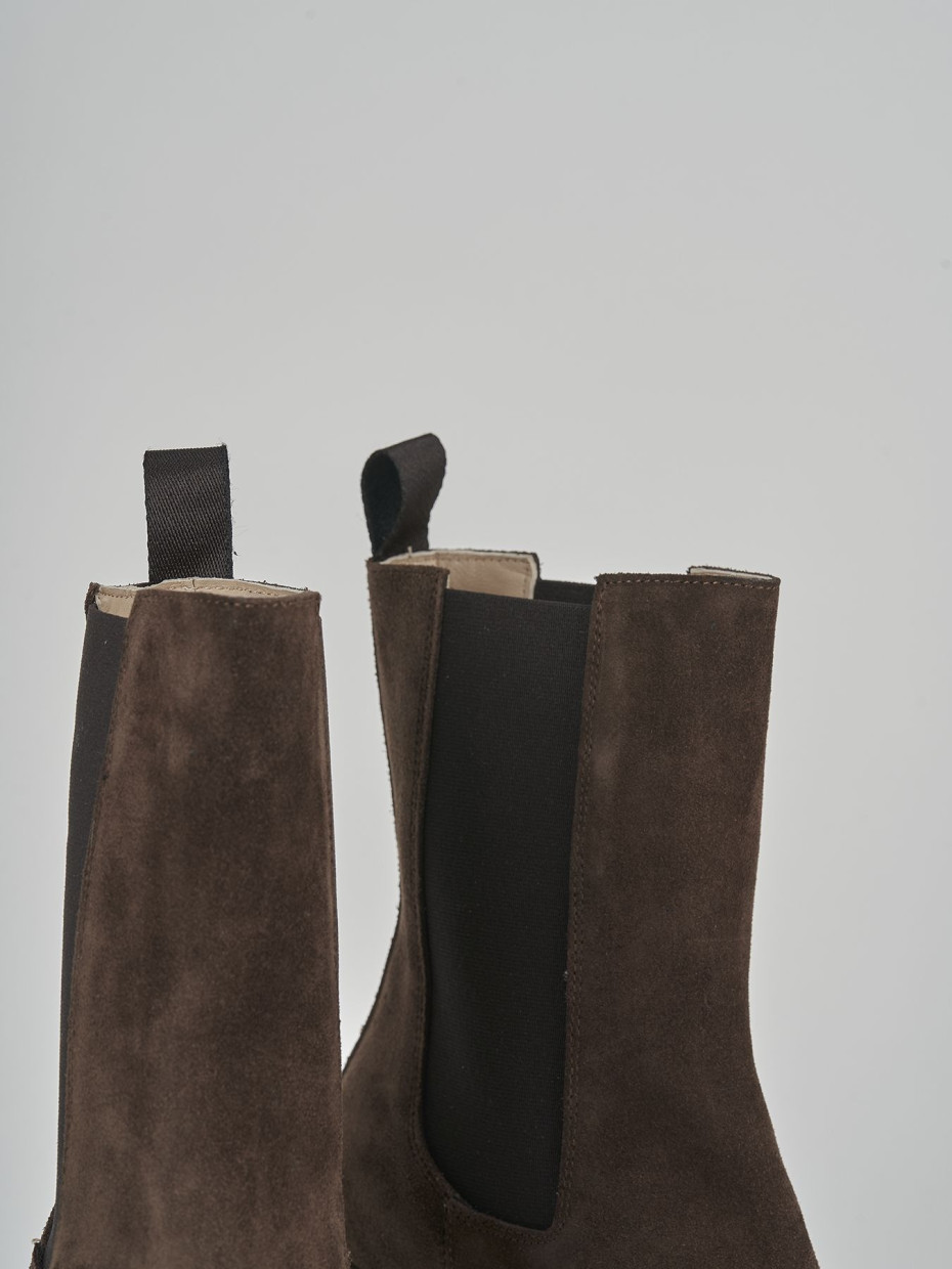 Botines de tacón alto tacón 7 cm marrón oscuro ante