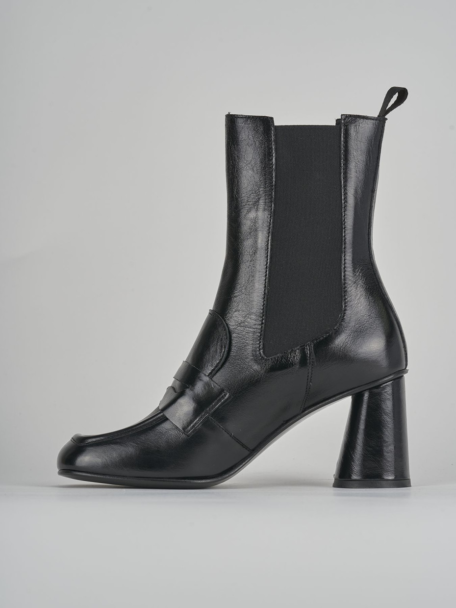 Botines de tacón alto tacón 7 cm negro cuero