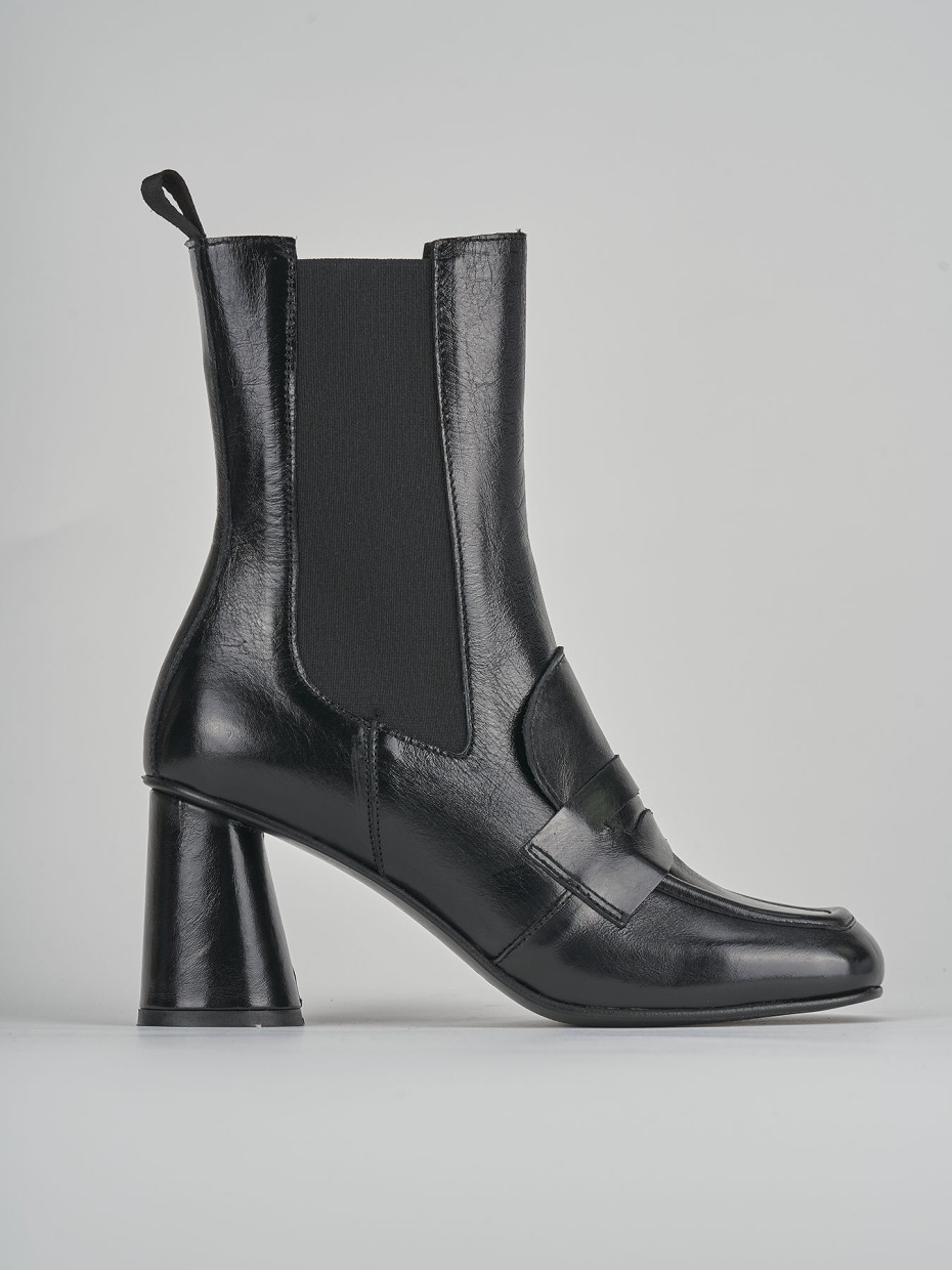 Botines de tacón alto tacón 7 cm negro cuero