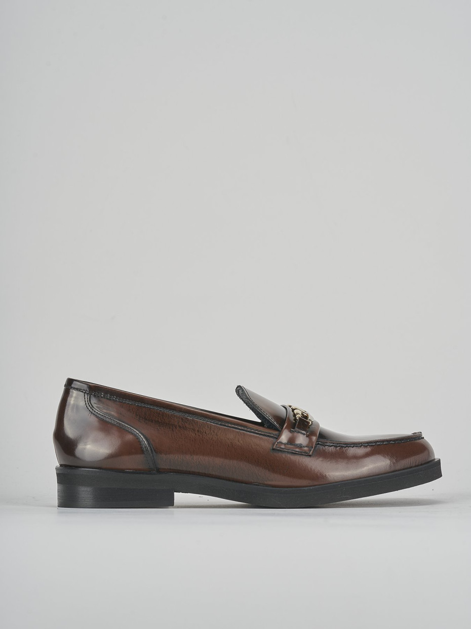 Mocasines tacón 2 cm marrón oscuro cuero