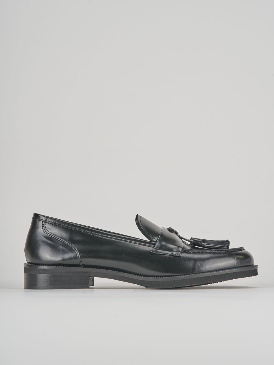 Mocasines tacón 2 cm negro cuero