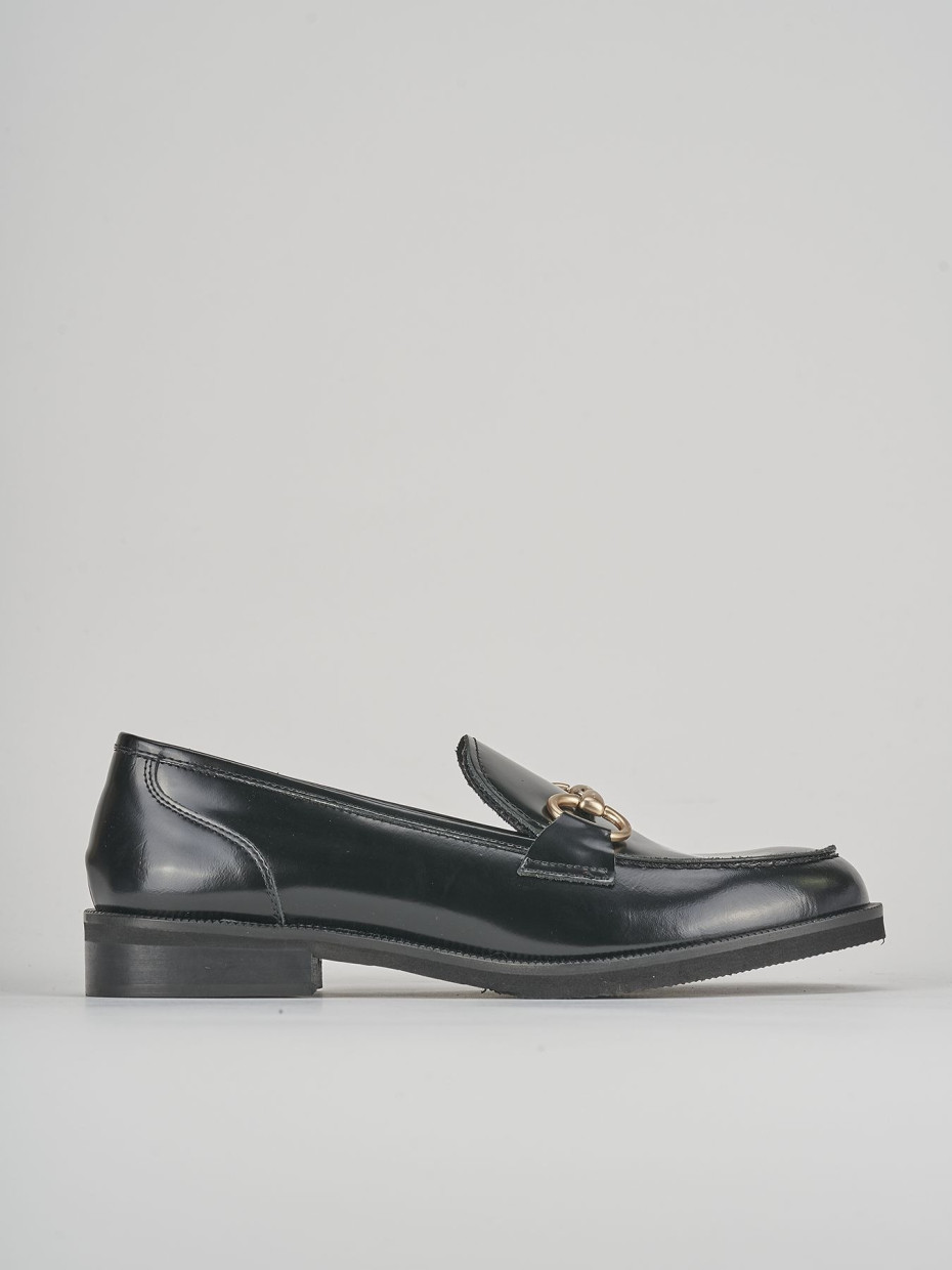Mocasines tacón 2 cm negro cuero