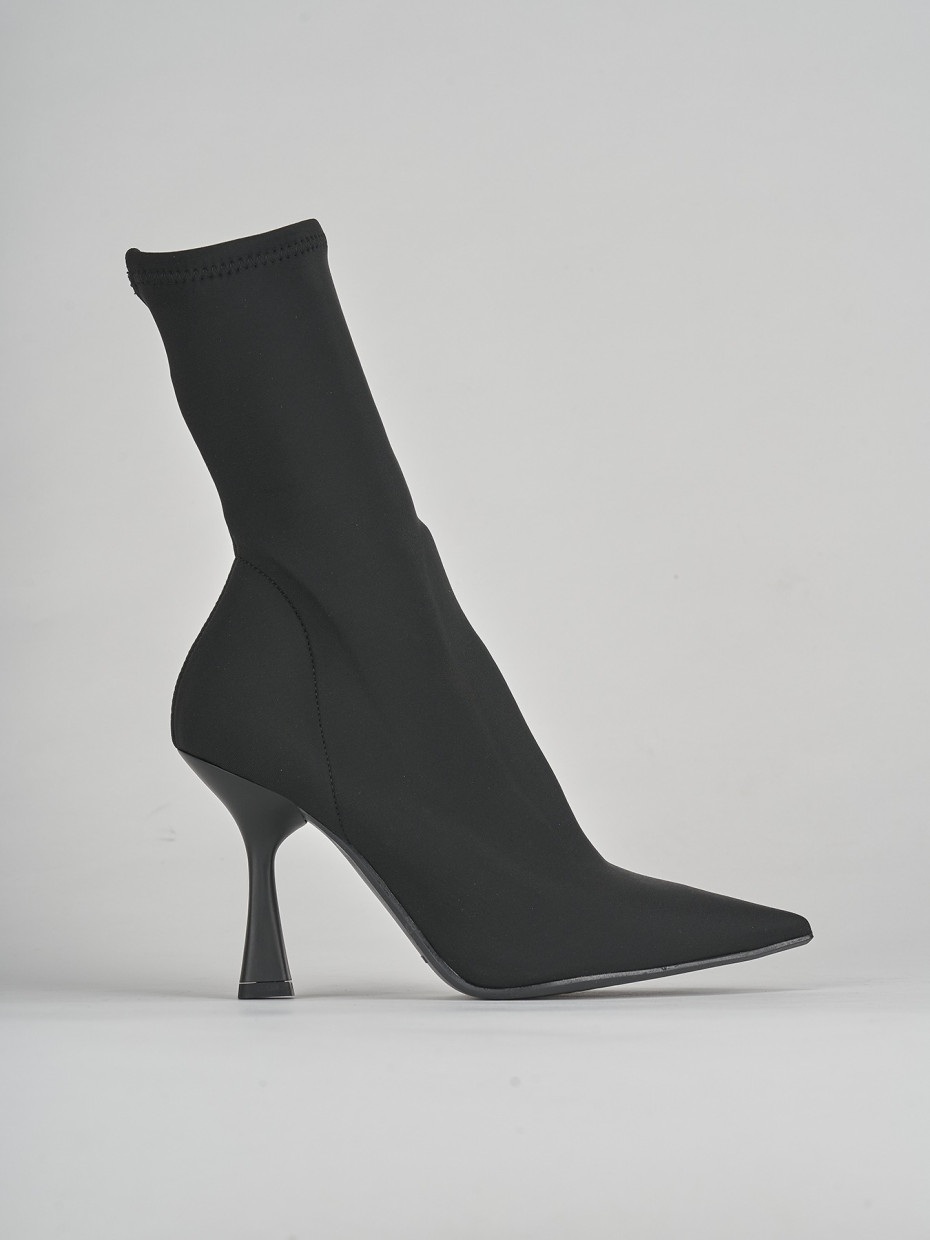 Stivaletti tacco 9cm tessuto nero
