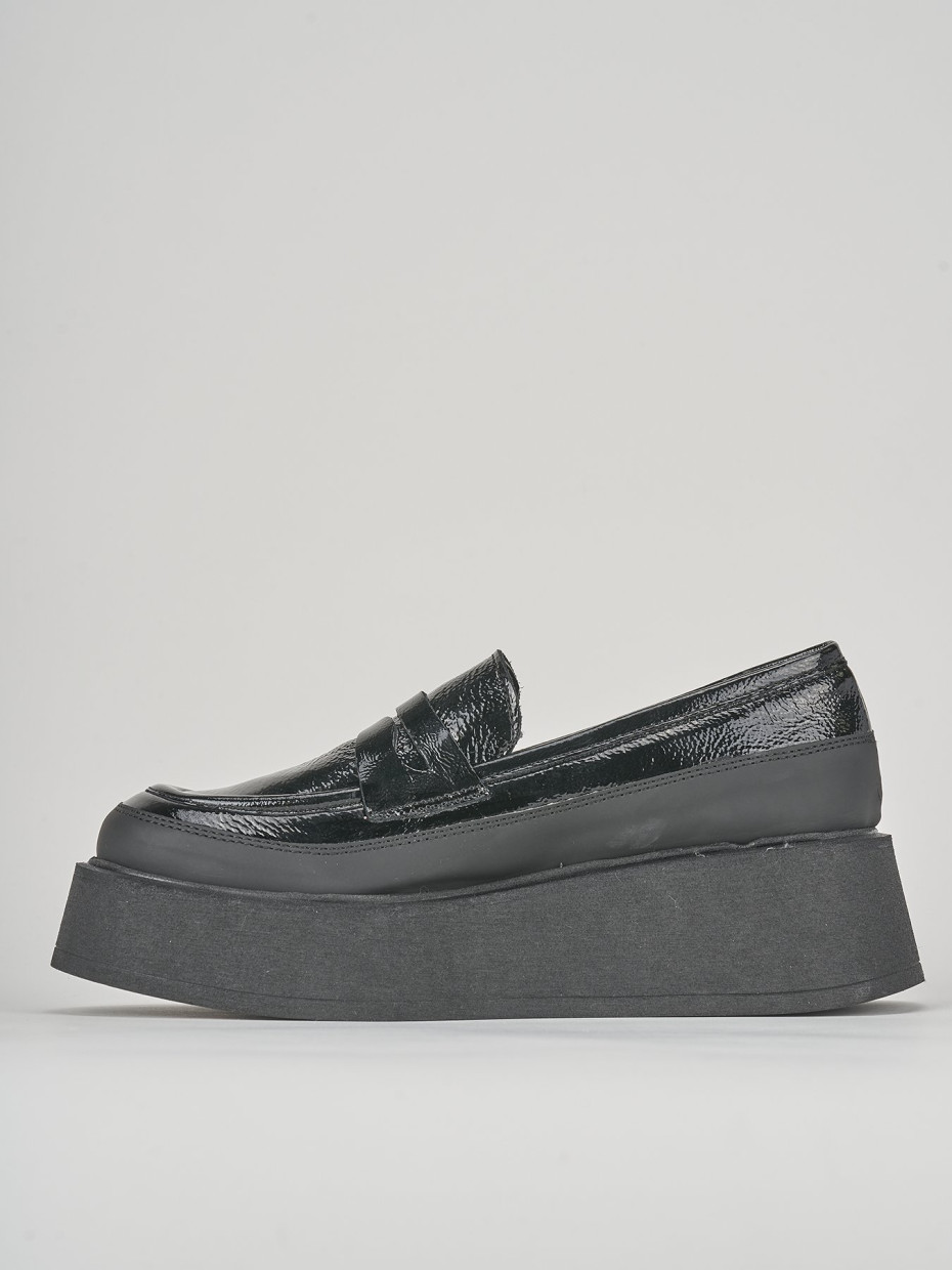 Mocasines tacón 3 cm negro cuero