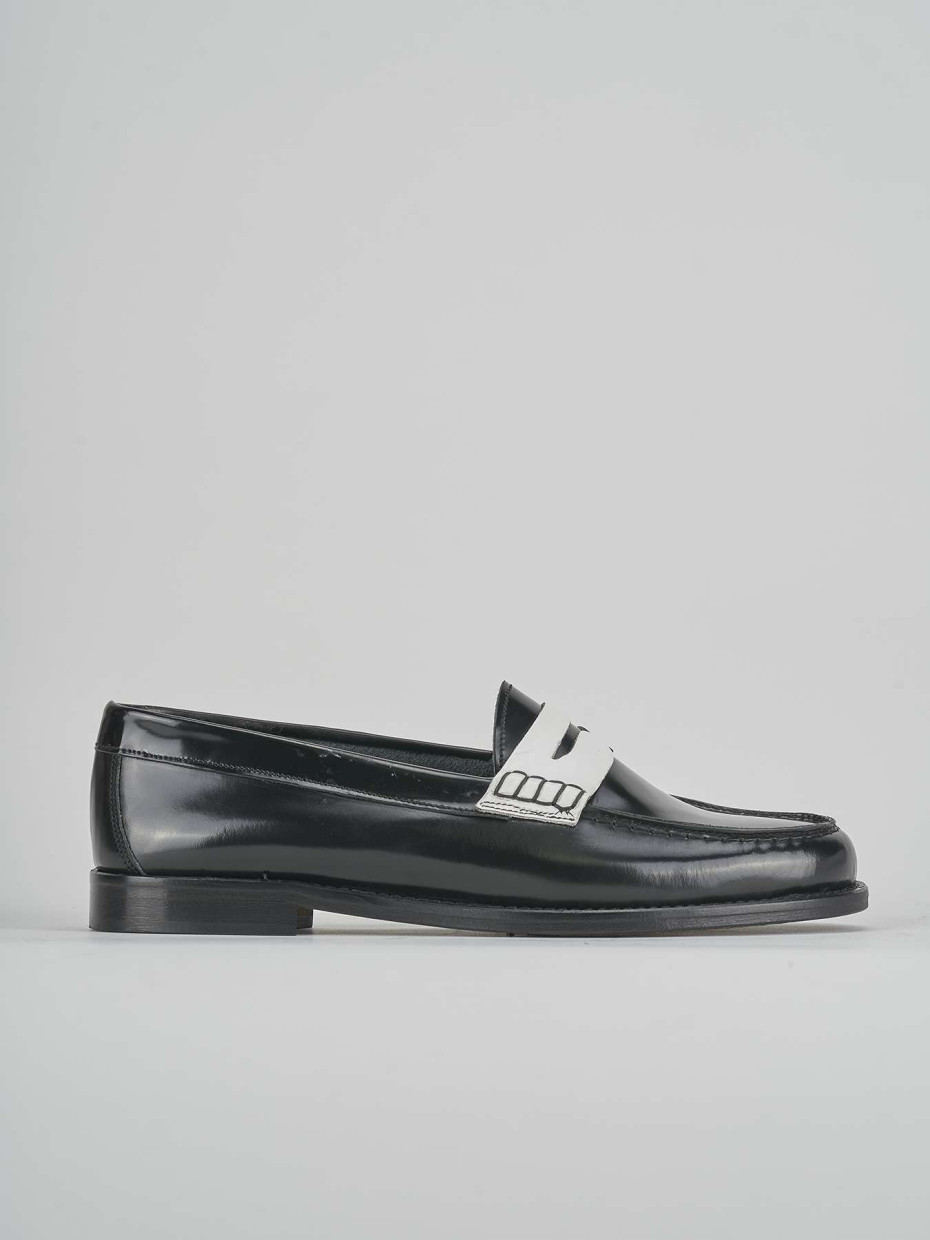 Mocasines tacón 1 cm blanco cuero