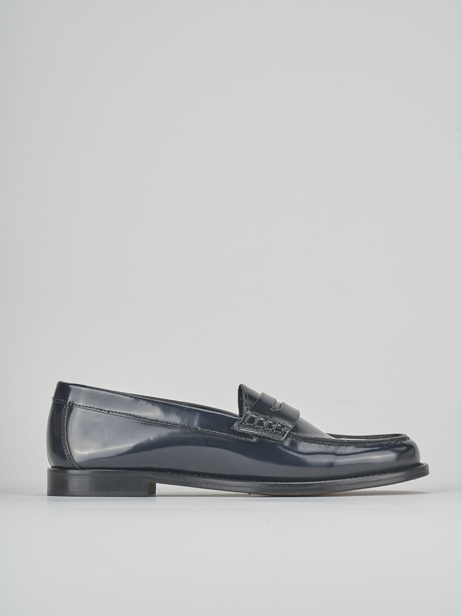 Mocasines tacón 1 cm azul cuero