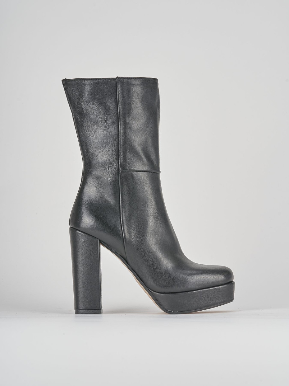 Botines de tacón alto tacón 11 cm negro cuero