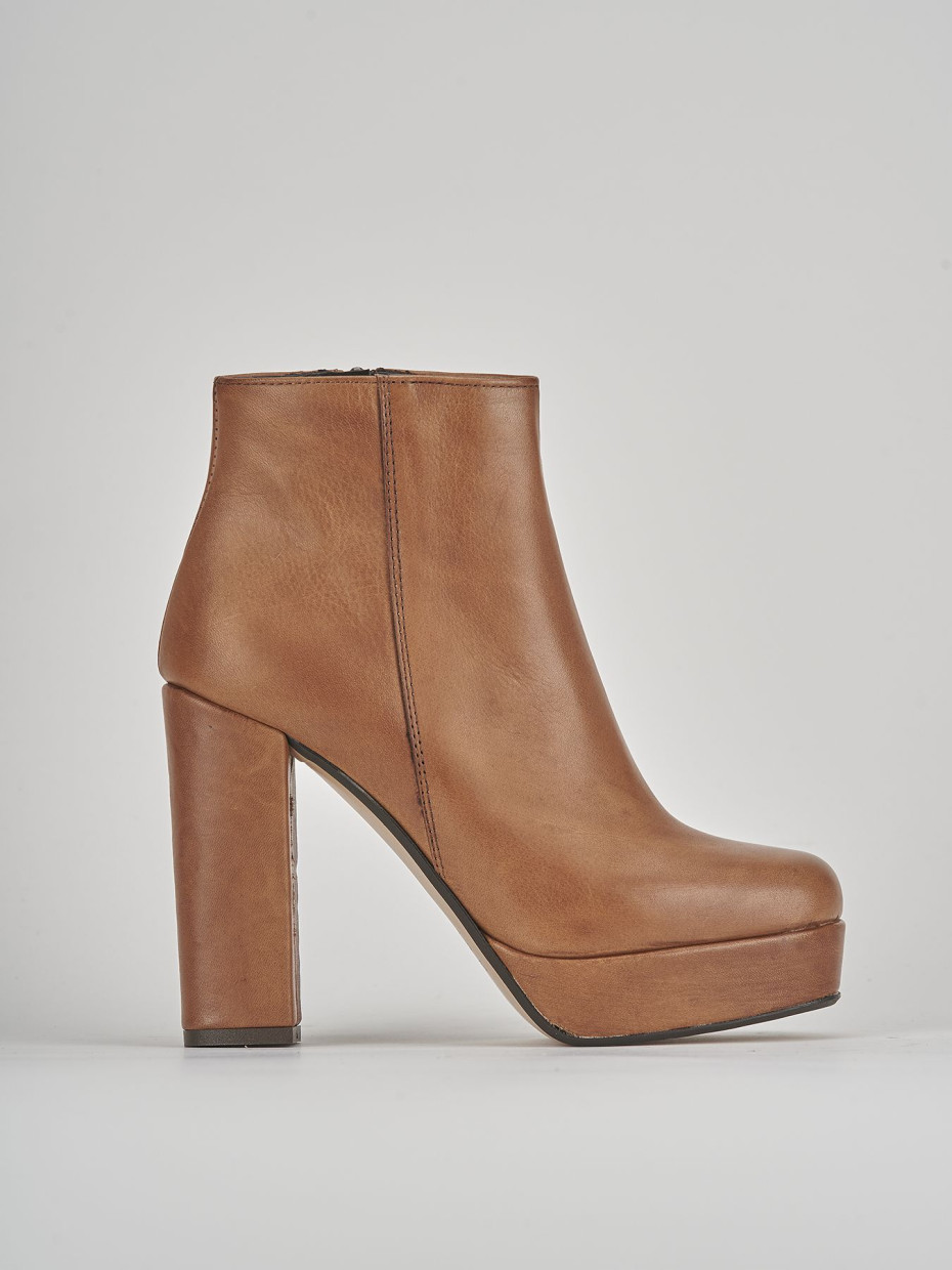 Botines de tacón alto tacón 9 cm marrón cuero